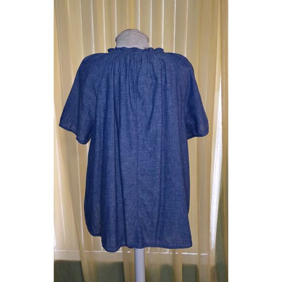 Lane Bryant Blue Denim Button Down Shirt Women’s Size 18 Tie Front - Picture 2 of 5